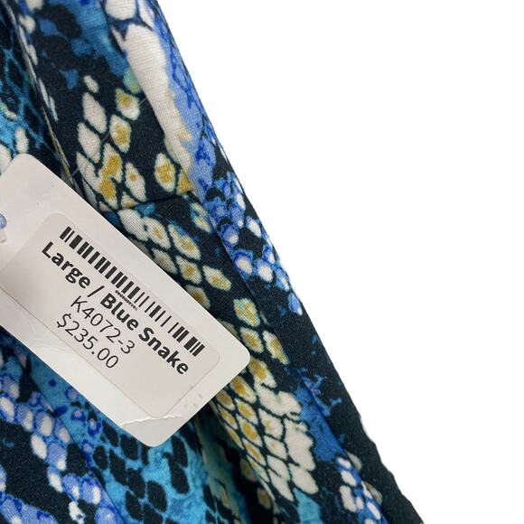 NWT Hilary Radley for Katherine Barclay Sleeveless Blue Snake Print Dress Large - Picture 4 of 7